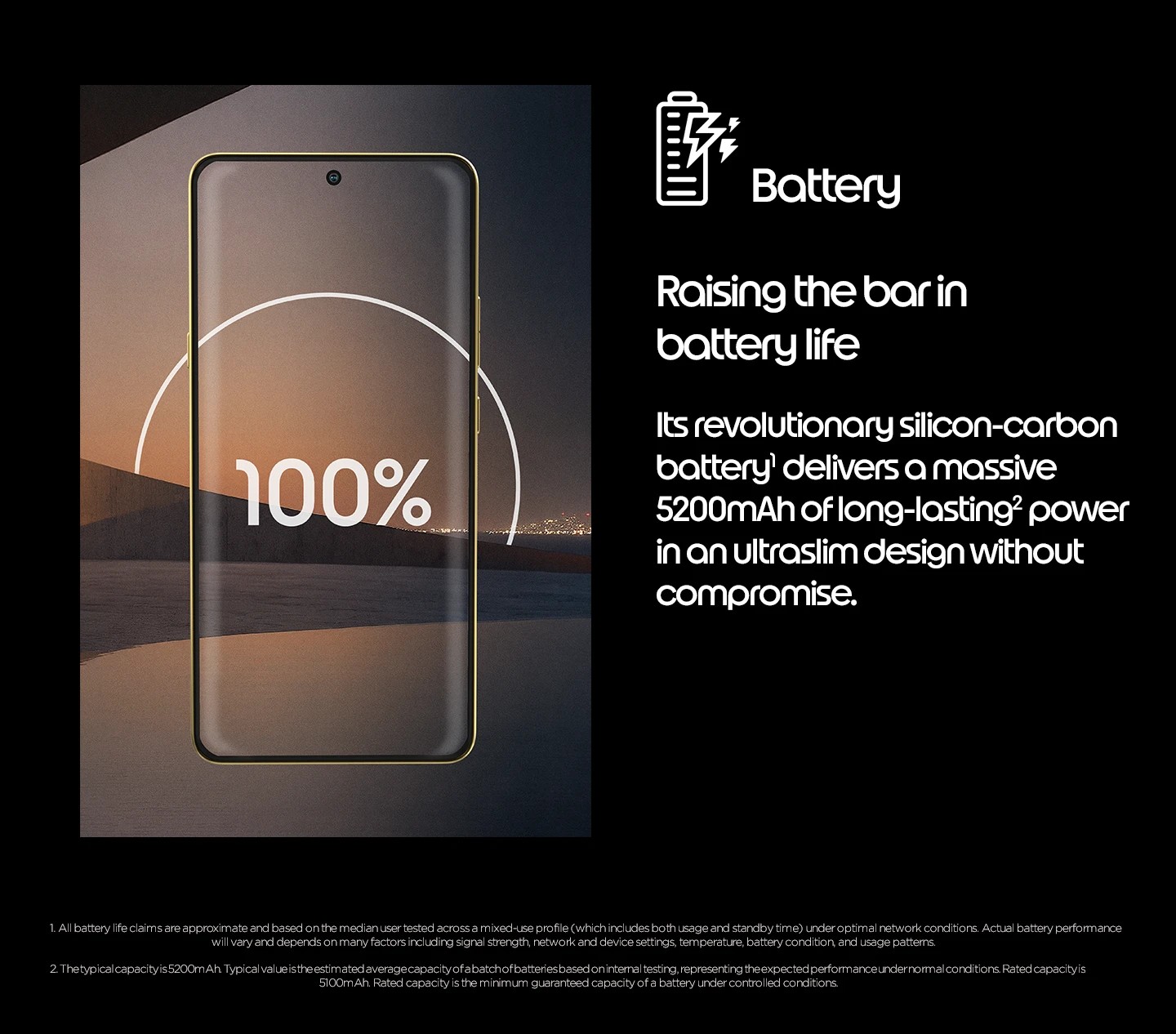 Motorola signature's ultraslim design silicon-carbon battery for long-lasting power.