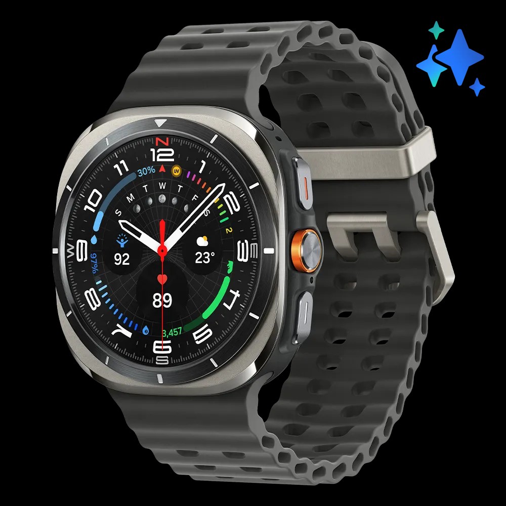 Samsung Galaxy Watch Ultra Titanium Silver 47mm angled front
