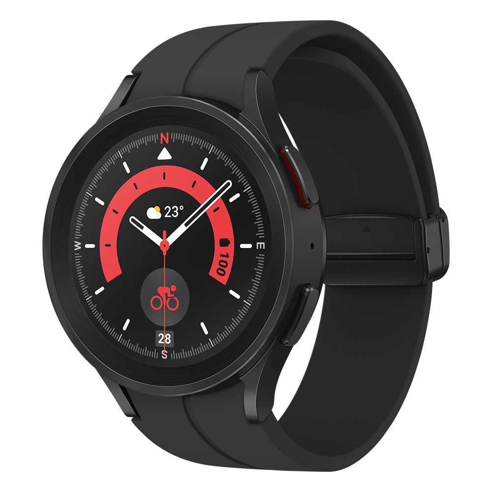 Samsung Galaxy Watch5 Pro 4G case colour Black Titanium band colour Black 45mm angled front