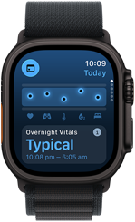 Apple Watch Ultra 3, ??? case, vitals app screen lorem ipsum