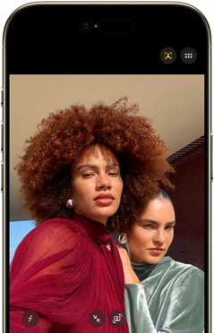 iPhone Air, front exterior, Dynamic Island centred near top, Centre Stage for photos feature in use