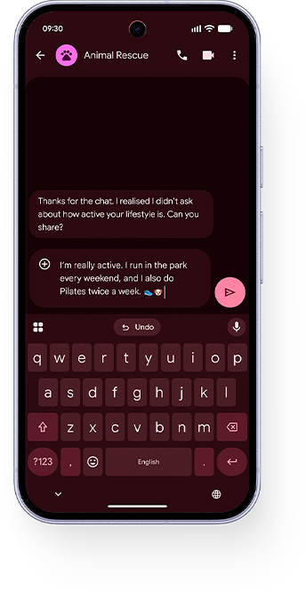 Pixel phone showing Gemini writing help in Messages