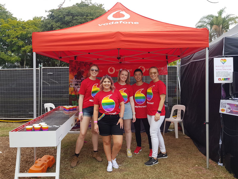 Vodafone celebrating at Brisbane Pride Festival