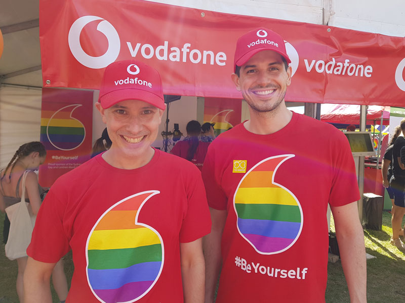 Vodafone celebrating at Sydney Mardi Gras Fair Day